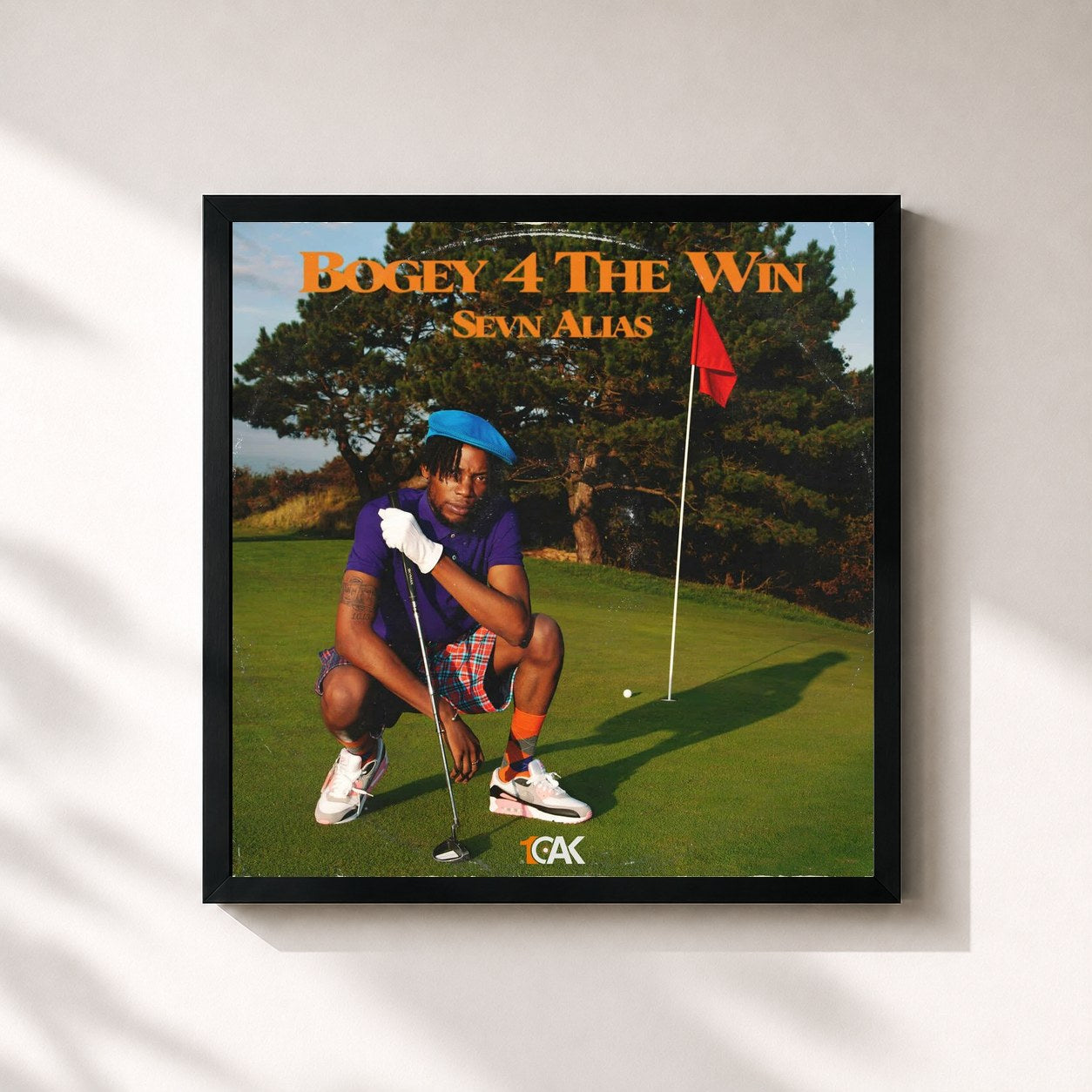 #noir Tableau carré de l'album Bogey 4 the Win de Sevn Alias, cadre noir 32x32 cm