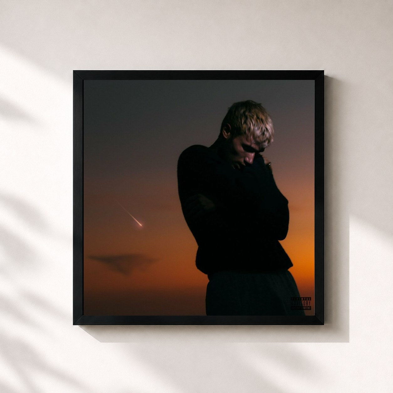 #noir Tableau carré de l'album love is not dying de Jeremy Zucker, cadre noir 32x32 cm
