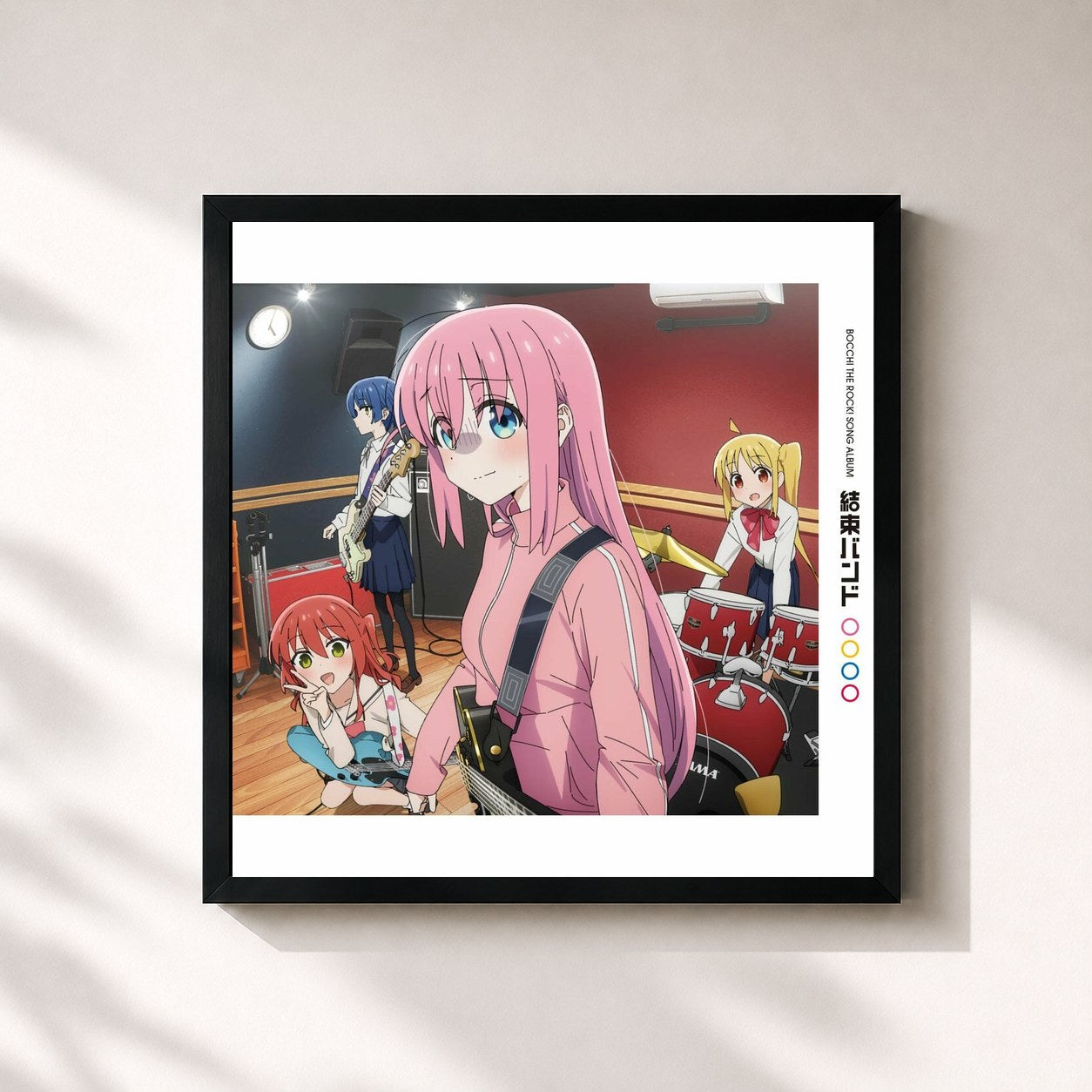 #noir Tableau carré de l'album Kessoku Band de kessoku band, cadre noir 32x32 cm
