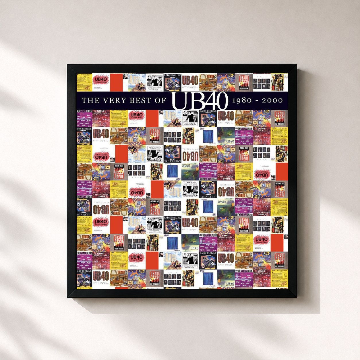 #noir Tableau carré de l'album The Very Best Of UB40 de UB40, cadre noir 32x32 cm