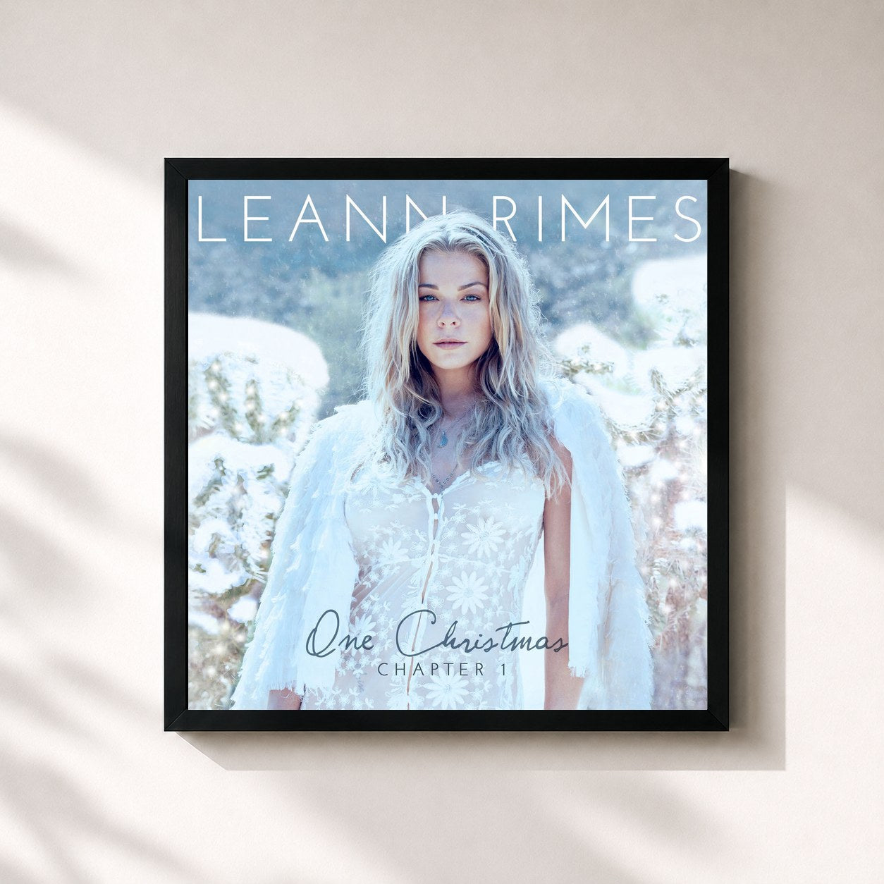 #noir Tableau carré de l'album One Christmas: Chapter One de LeAnn Rimes, cadre noir 32x32 cm