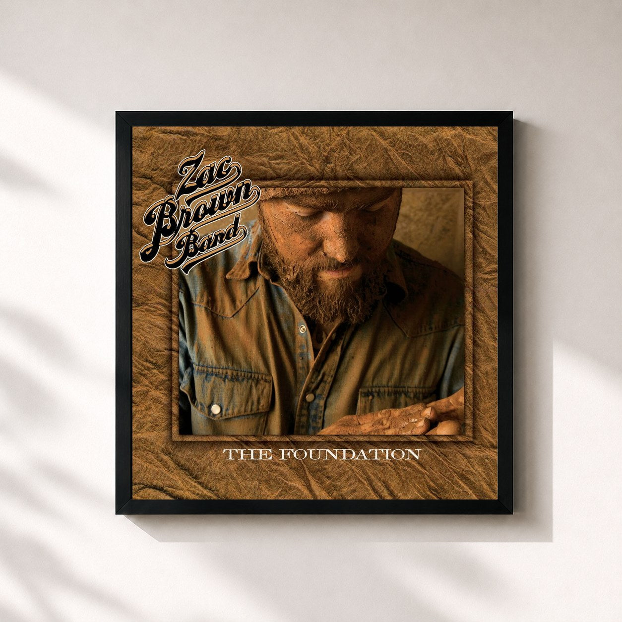 #noir Tableau carré de l'album The Foundation de Zac Brown Band, cadre noir 32x32 cm