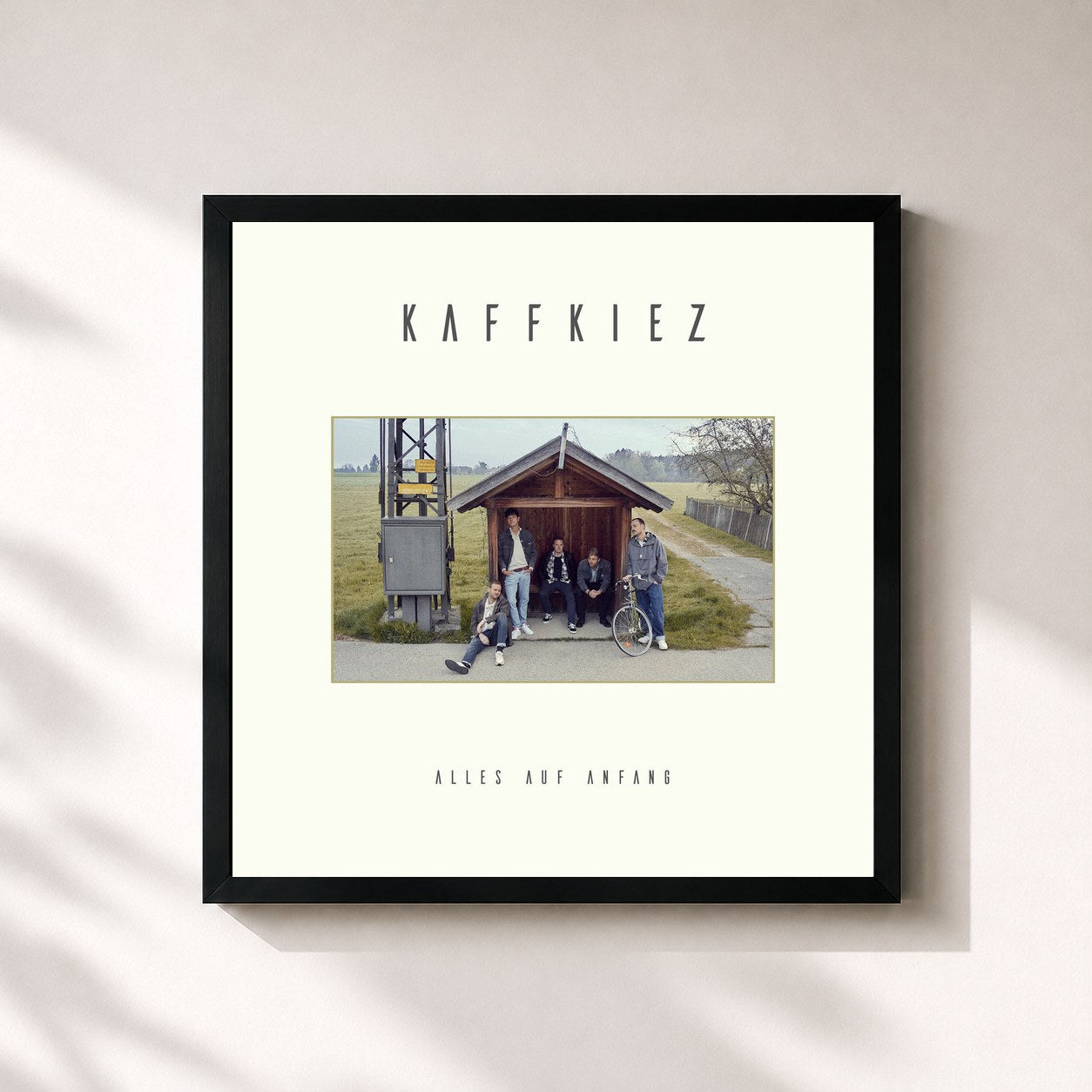 #noir Tableau carré de l'album Alles Auf Anfang de KAFFKIEZ, cadre noir 32x32 cm