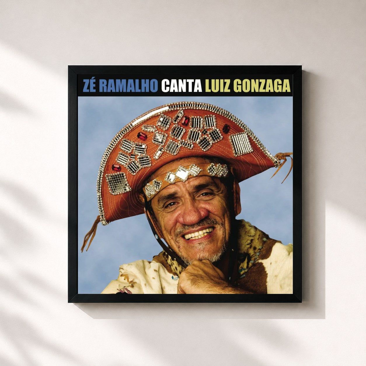 #noir Tableau carré de l'album Zé Ramalho canta Luiz Gonzaga de Zé Ramalho, cadre noir 32x32 cm
