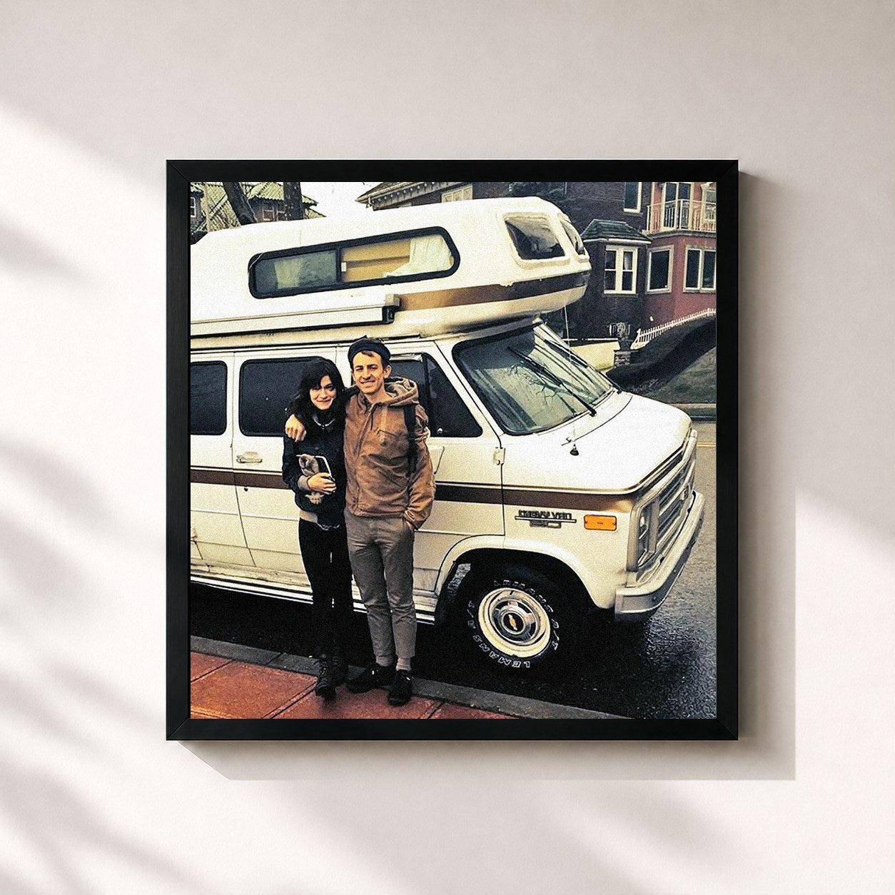 #noir Tableau carré de l'album a-sides and besides de Adrianne Lenker, cadre noir 32x32 cm