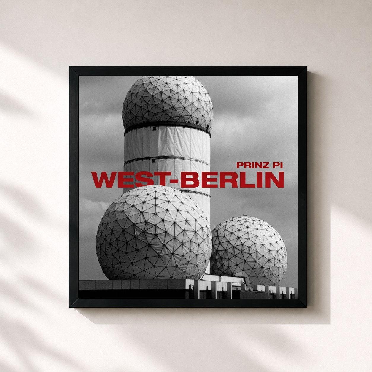#noir Tableau carré de l'album WEST-BERLIN de Prinz Pi, cadre noir 32x32 cm