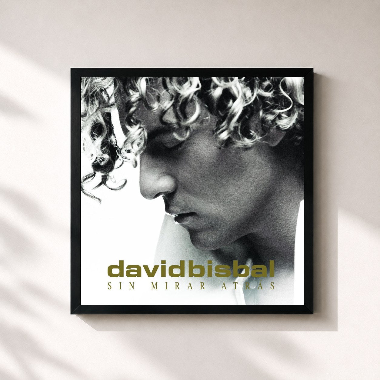 #noir Tableau carré de l'album Sin Mirar Atras de David Bisbal, cadre noir 32x32 cm