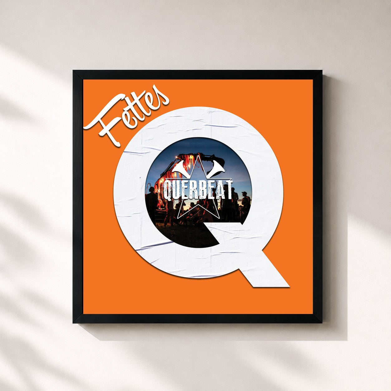 #noir Tableau carré de l'album Fettes Q de Querbeat, cadre noir 32x32 cm