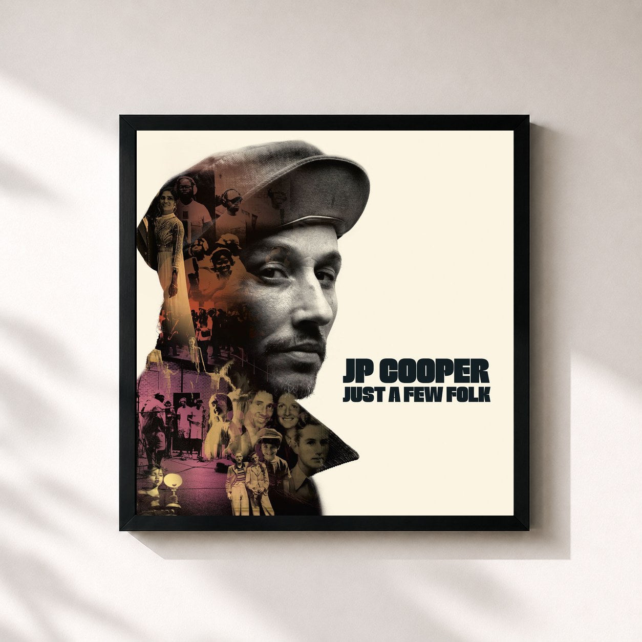 #noir Tableau carré de l'album Just A Few Folk de JP Cooper, cadre noir 32x32 cm