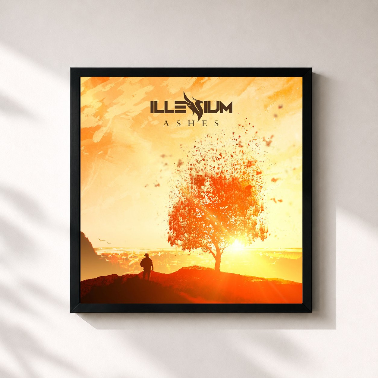 #noir Tableau carré de l'album Ashes de Illenium, cadre noir 32x32 cm