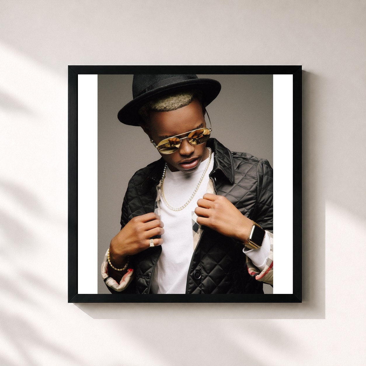 #noir Tableau carré de l'album SKYROLYRICS de Silento, cadre noir 32x32 cm