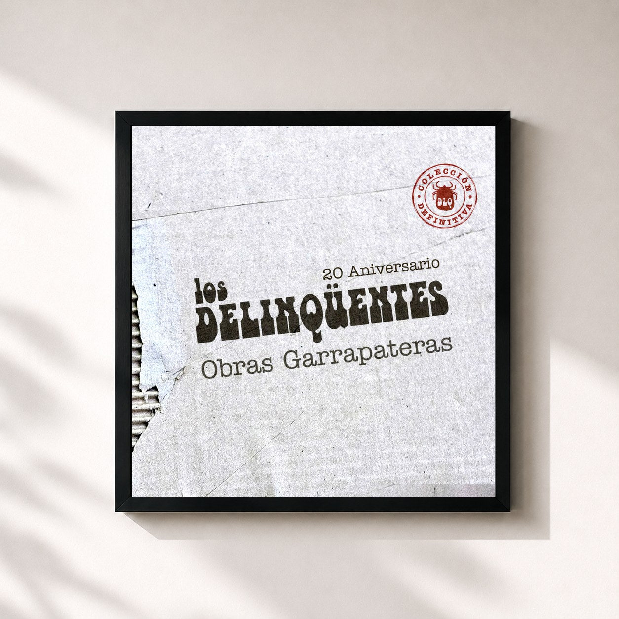 #noir Tableau carré de l'album Obras Garrapateras: Colección Definitiva de Los Delinqüentes, cadre noir 32x32 cm
