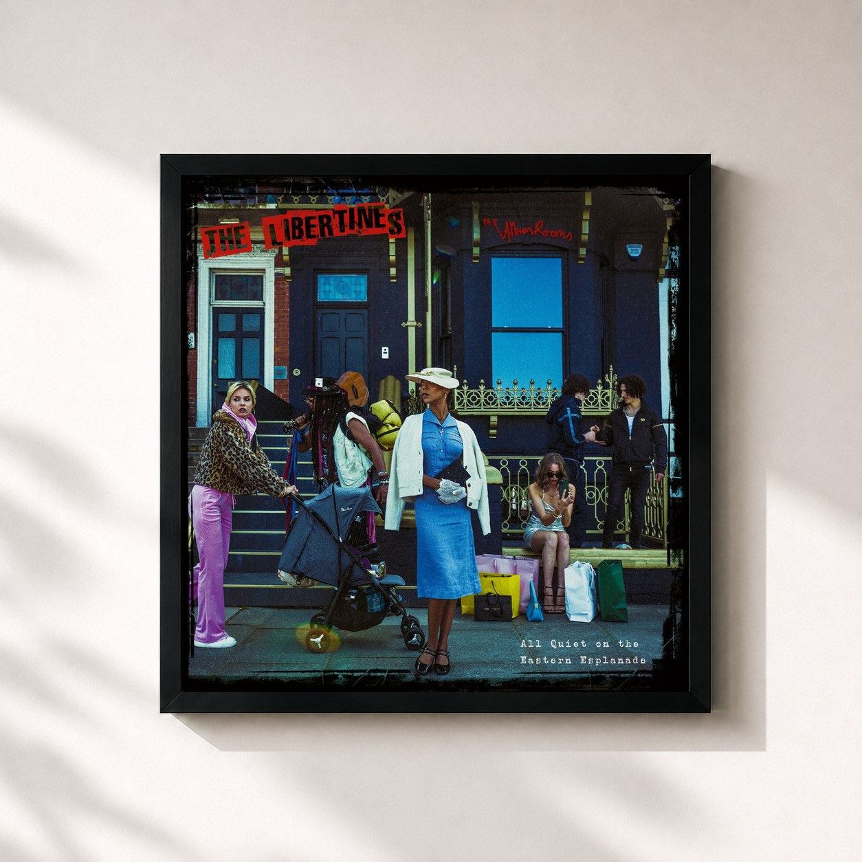 #noir Tableau carré de l'album All Quiet On The Eastern Esplanade de The Libertines, cadre noir 32x32 cm