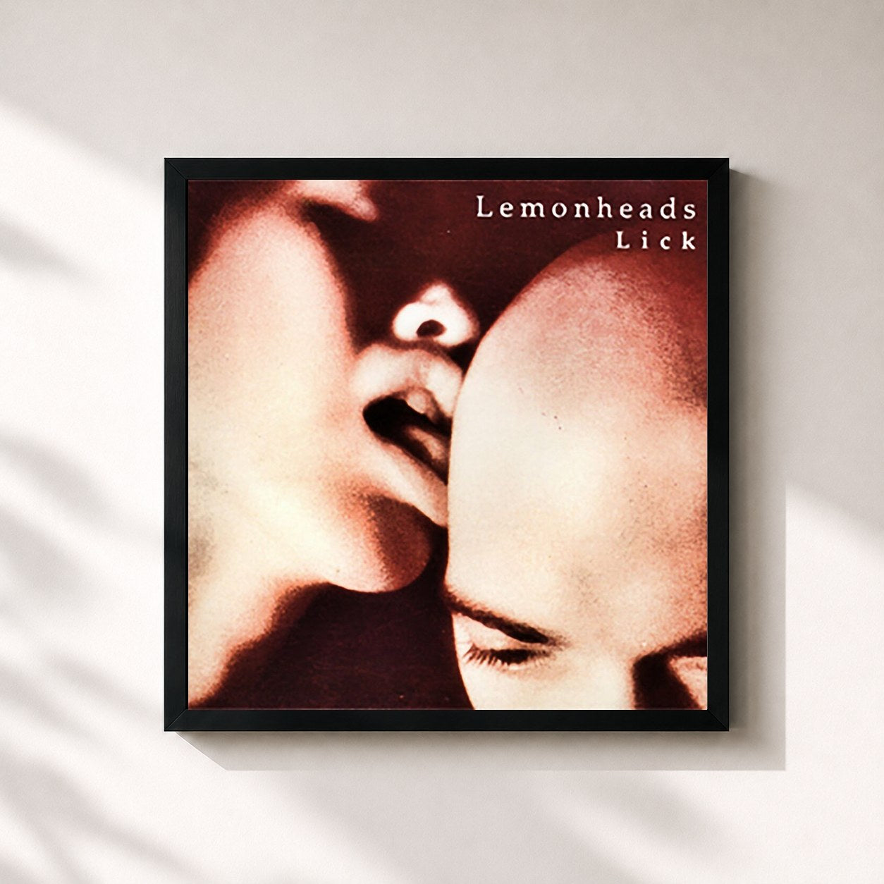 #noir Tableau carré de l'album Lick de The Lemonheads, cadre noir 32x32 cm