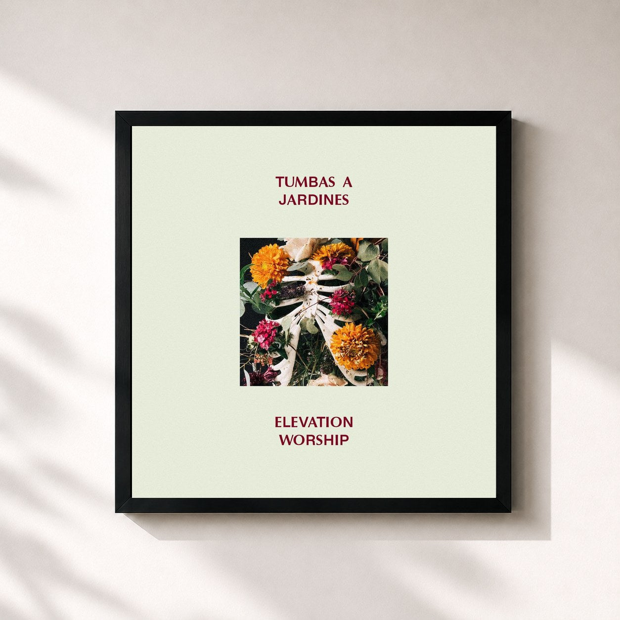 #noir Tableau carré de l'album Tumbas A Jardines de Elevation Worship, cadre noir 32x32 cm