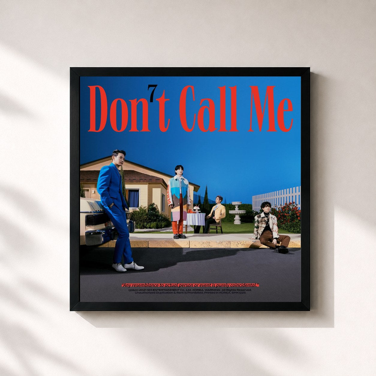 #noir Tableau carré de l'album Don't Call Me - The 7th Album de SHINee, cadre noir 32x32 cm