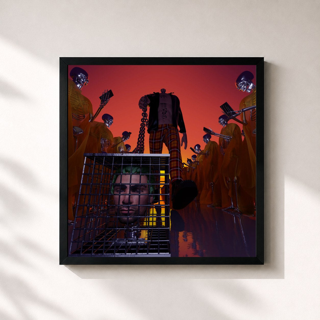 #noir Tableau carré de l'album Lebendig begraben de Enemy, cadre noir 32x32 cm