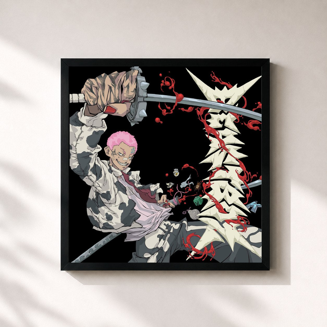 #noir Tableau carré de l'album COLDBLOODED-BONECRUSHER de beastboy  , cadre noir 32x32 cm