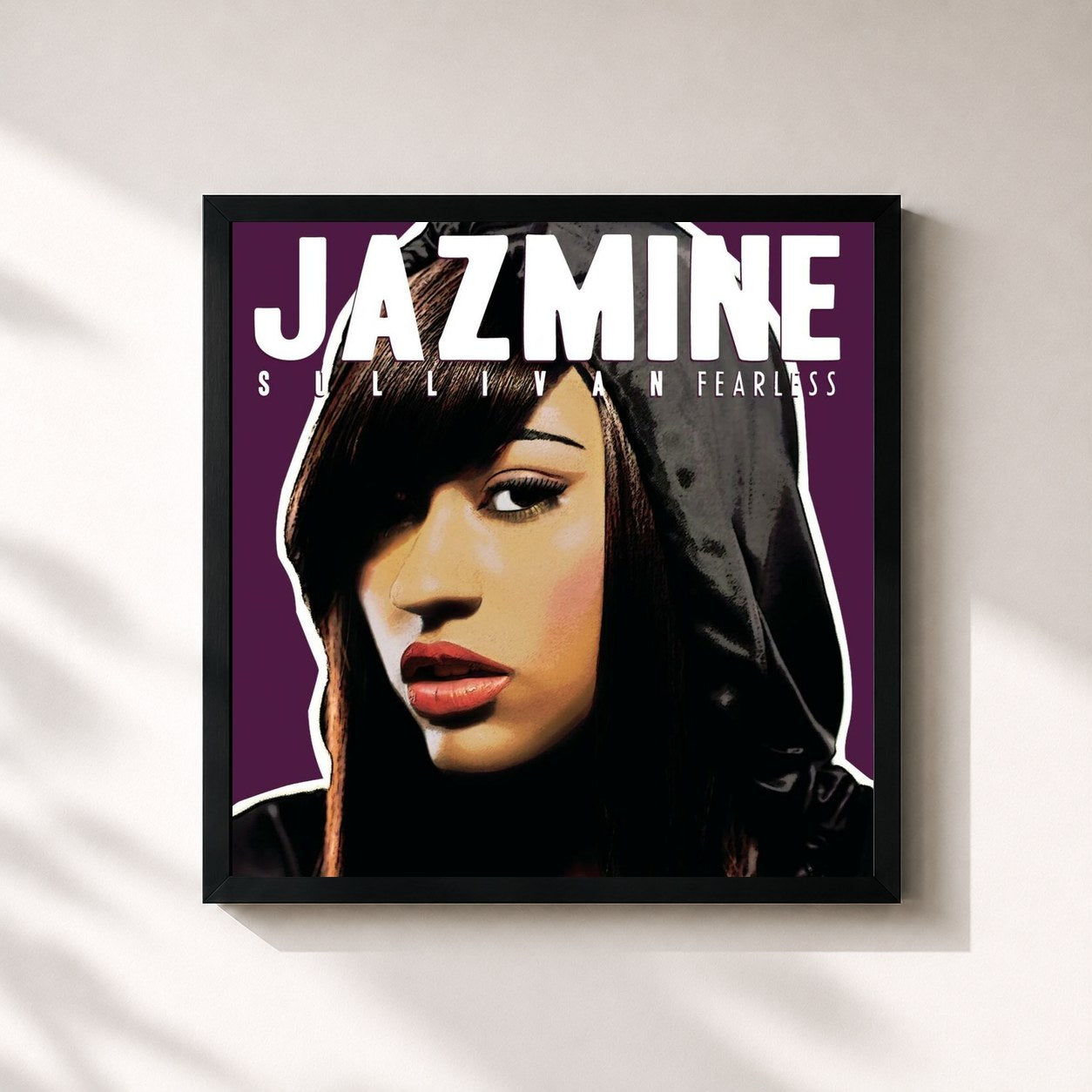 #noir Tableau carré de l'album Fearless de Jazmine Sullivan, cadre noir 32x32 cm
