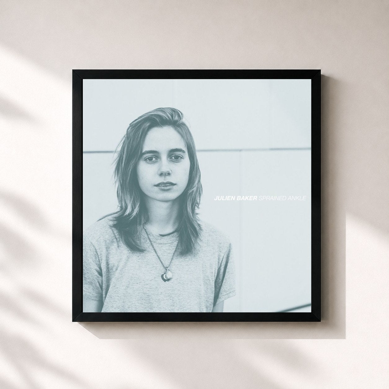 #noir Tableau carré de l'album Sprained Ankle de Julien Baker, cadre noir 32x32 cm