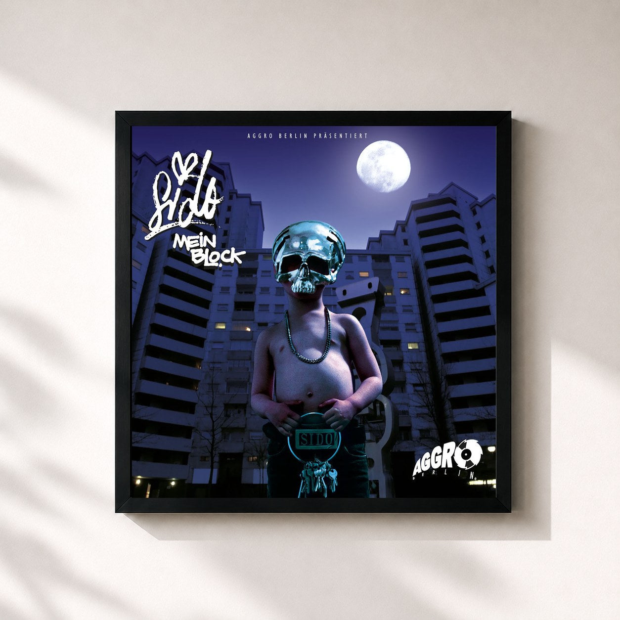 #noir Tableau carré de l'album Mein Block (Remixes) de Sido, cadre noir 32x32 cm