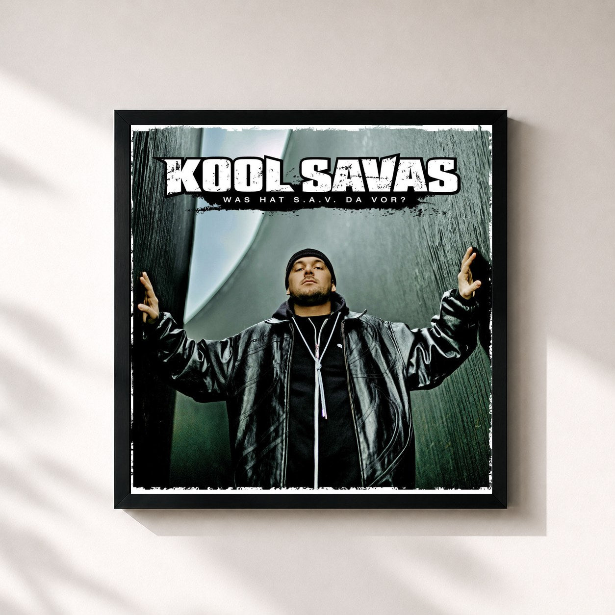 #noir Tableau carré de l'album Was hat S.A.V. da vor? de Kool Savas, cadre noir 32x32 cm