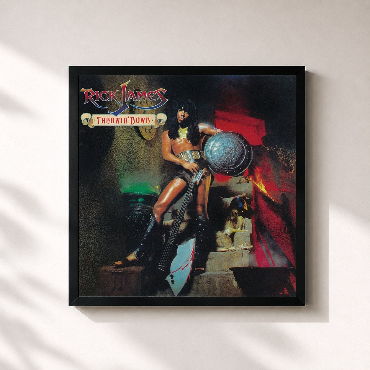 #noir Tableau carré de l'album Throwin' Down (Expanded Edition) de Rick James, cadre noir 32x32 cm