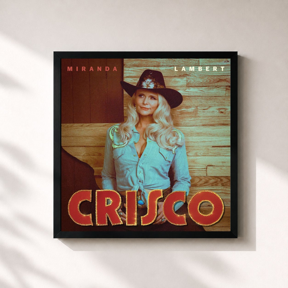 #noir Tableau carré de l'album Crisco de Miranda Lambert, cadre noir 32x32 cm