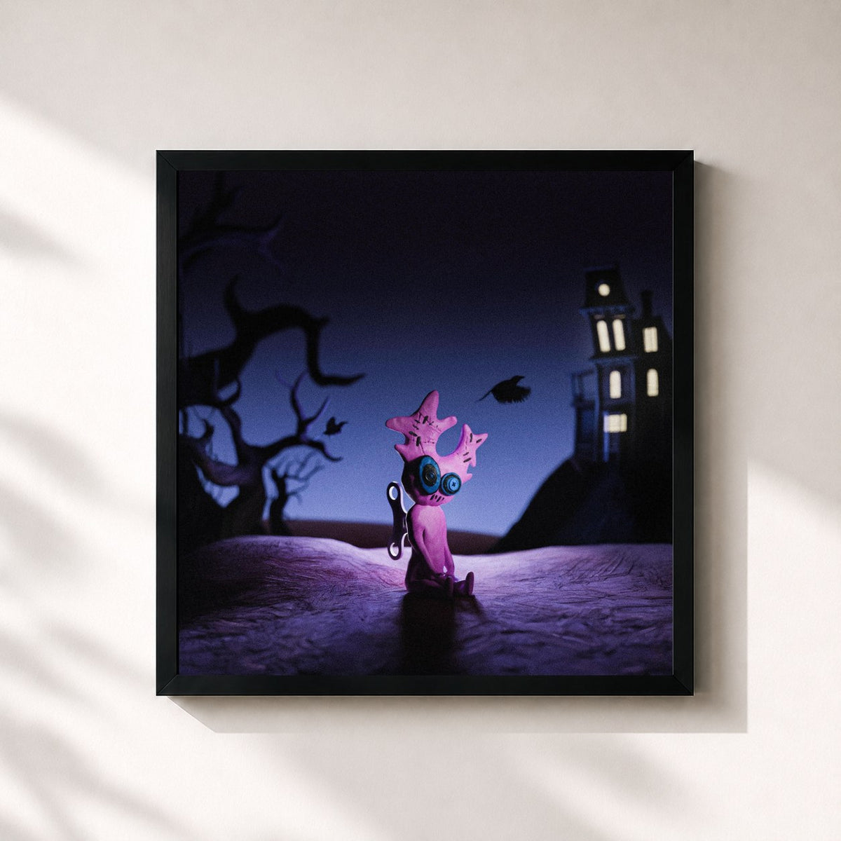 #noir La fille by Pastel de 55ASKY as a square framed art print, black 32x32 cm frame