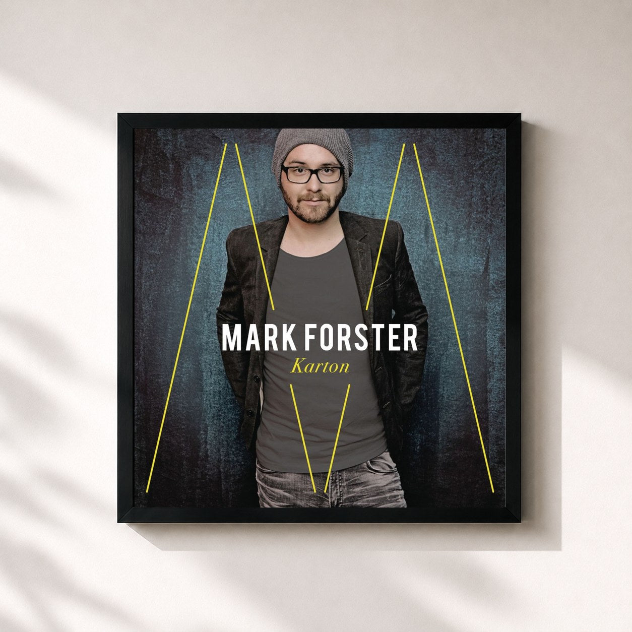 #noir Tableau carré de l'album Karton de Mark Forster, cadre noir 32x32 cm