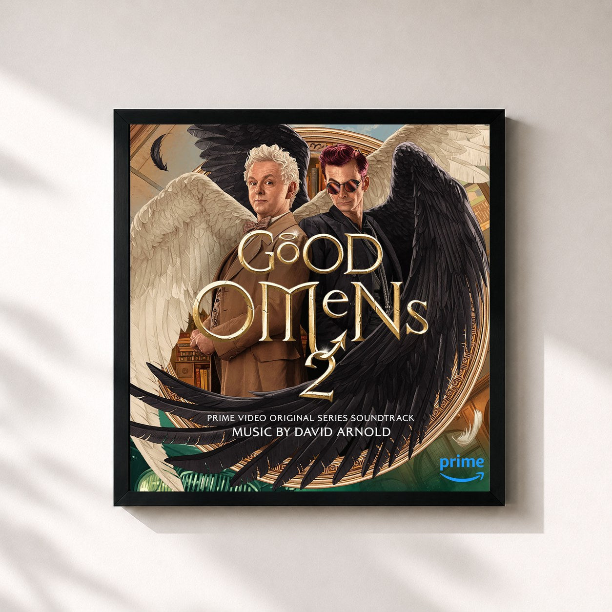 #noir Tableau carré de l'album Good Omens 2 (Prime Video Original Series Soundtrack) de David Arnold, cadre noir 32x32 cm