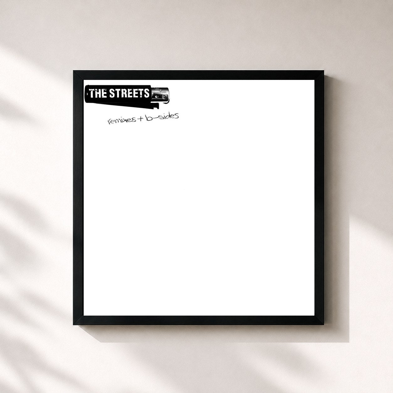 #noir Tableau carré de l'album Remixes & B-Sides de The Streets, cadre noir 32x32 cm