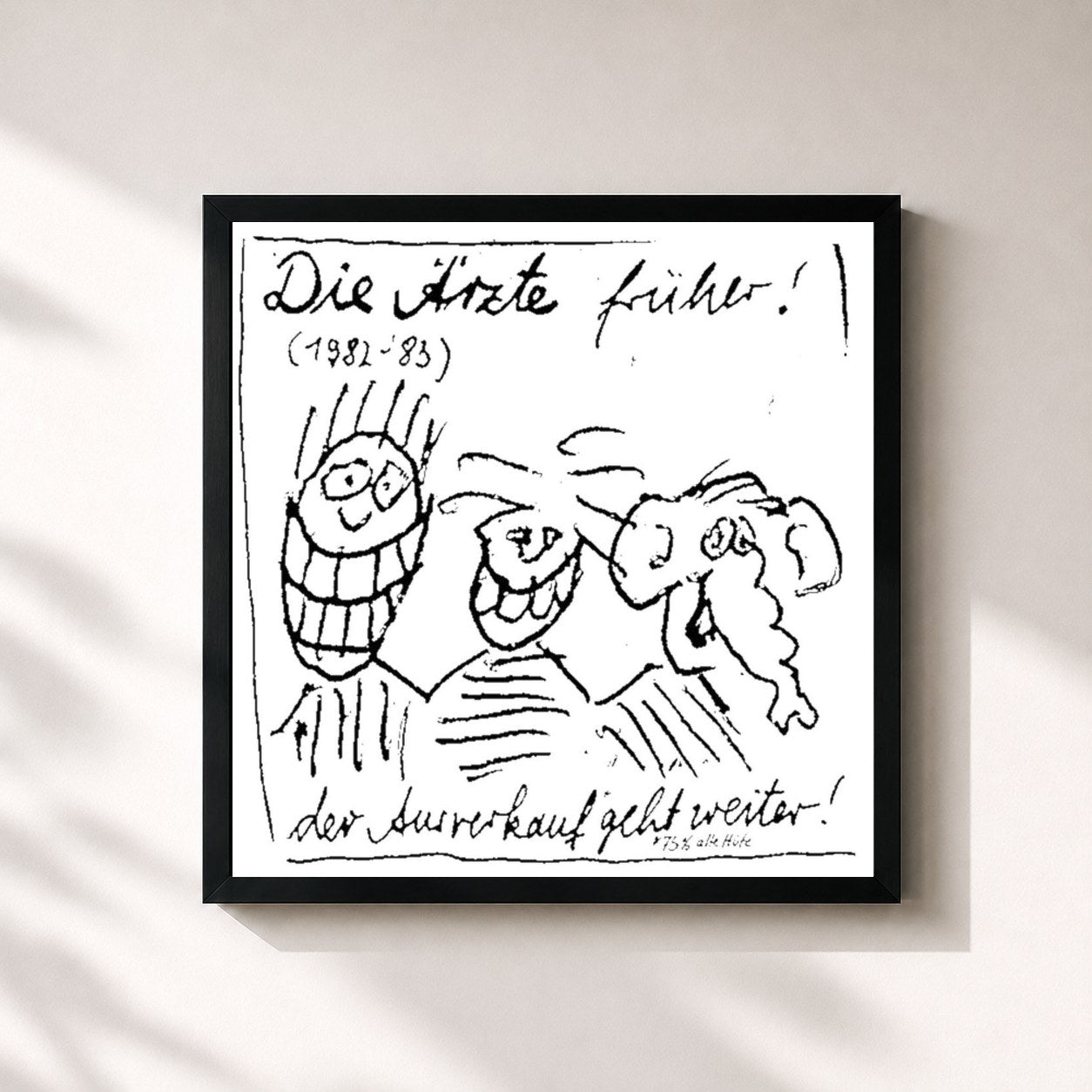 #noir Tableau carré de l'album Die Ärzte früher! (1982-83) de Die Ärzte, cadre noir 32x32 cm