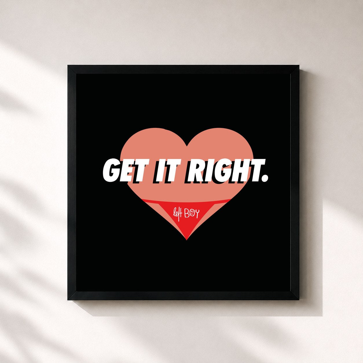 #noir Tableau carré de l'album Get It Right (EP) de Left Boy, cadre noir 32x32 cm
