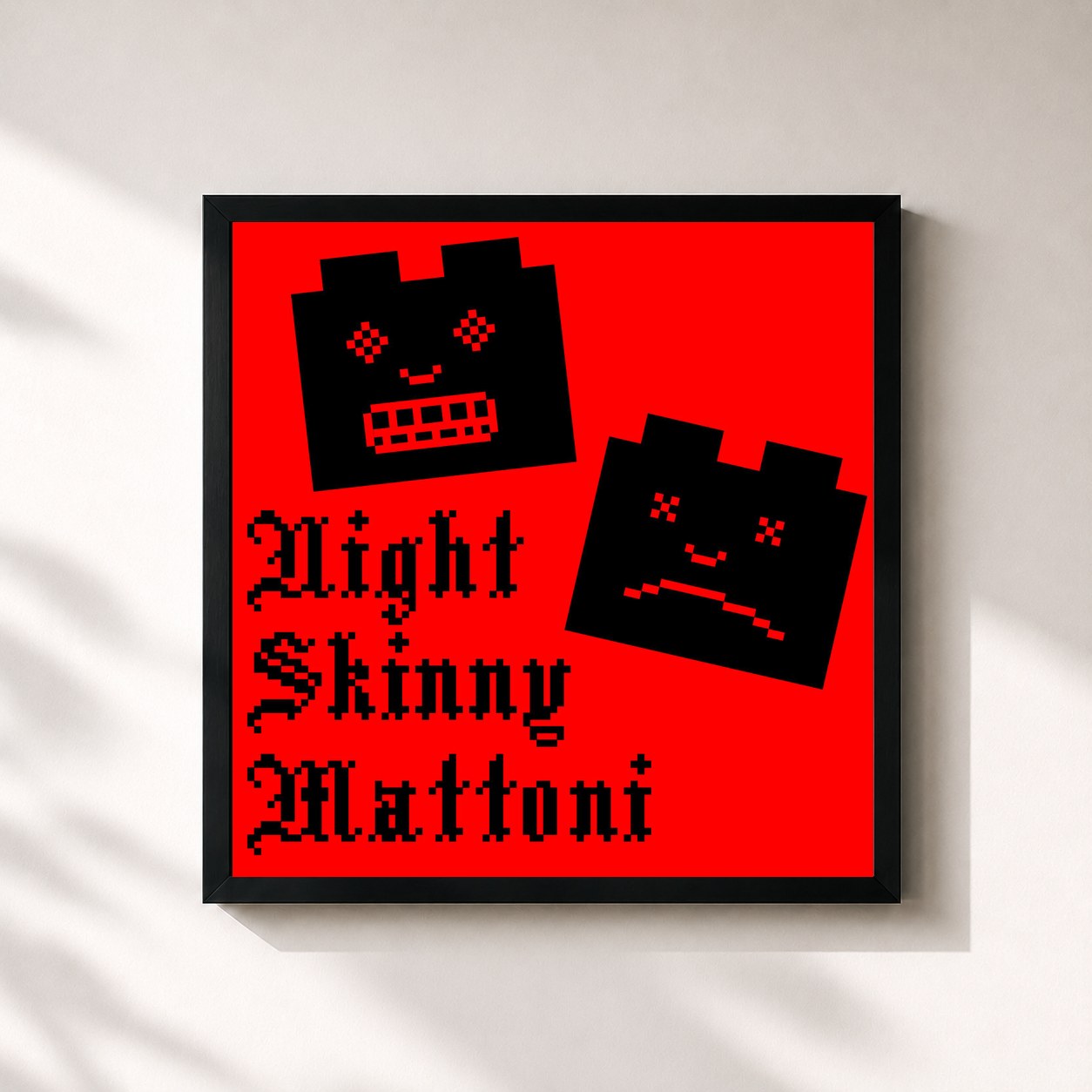 #noir Tableau carré de l'album Mattoni de Night Skinny, cadre noir 32x32 cm