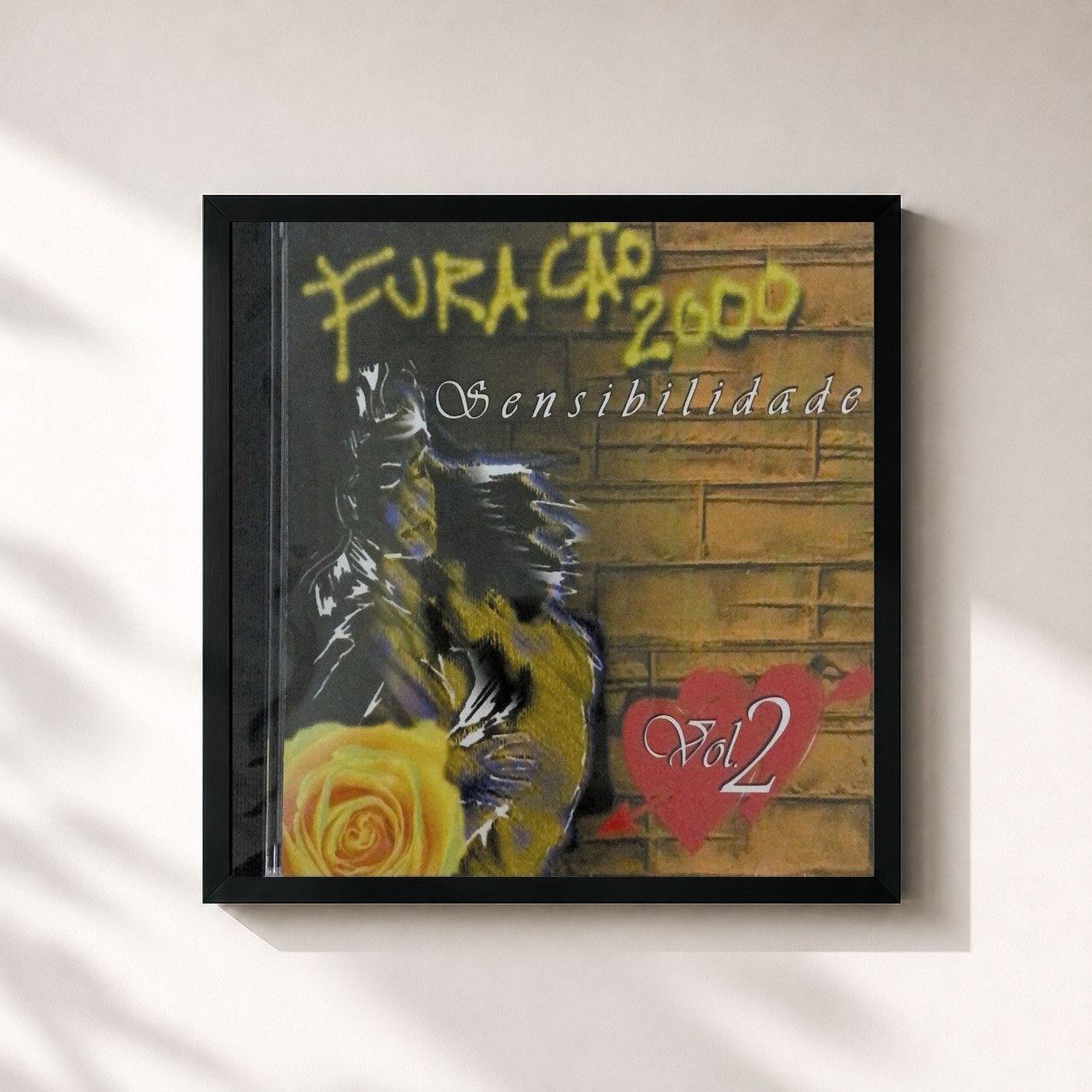 #noir Tableau carré de l'album Sensibilidade Vol. 2 de Furacão 2000, cadre noir 32x32 cm