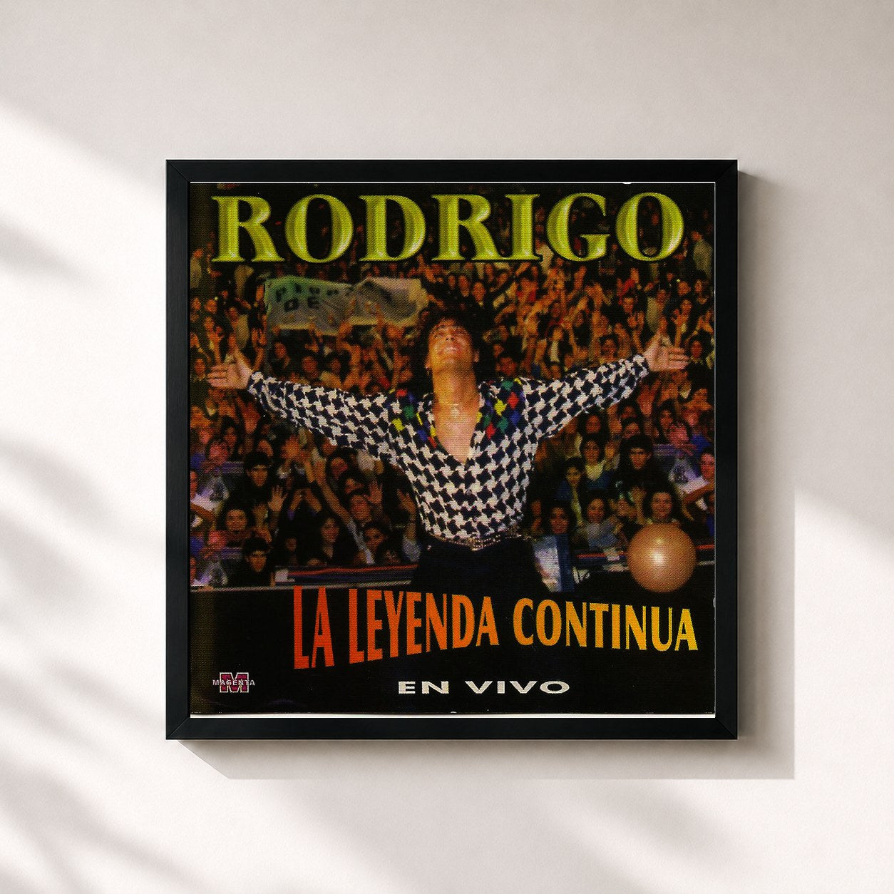 #noir Tableau carré de l'album Rodrigo - La leyenda continua de Rodrigo, cadre noir 32x32 cm