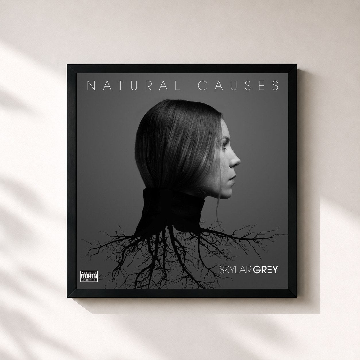 #noir Tableau carré de l'album Natural Causes de Skylar Grey, cadre noir 32x32 cm