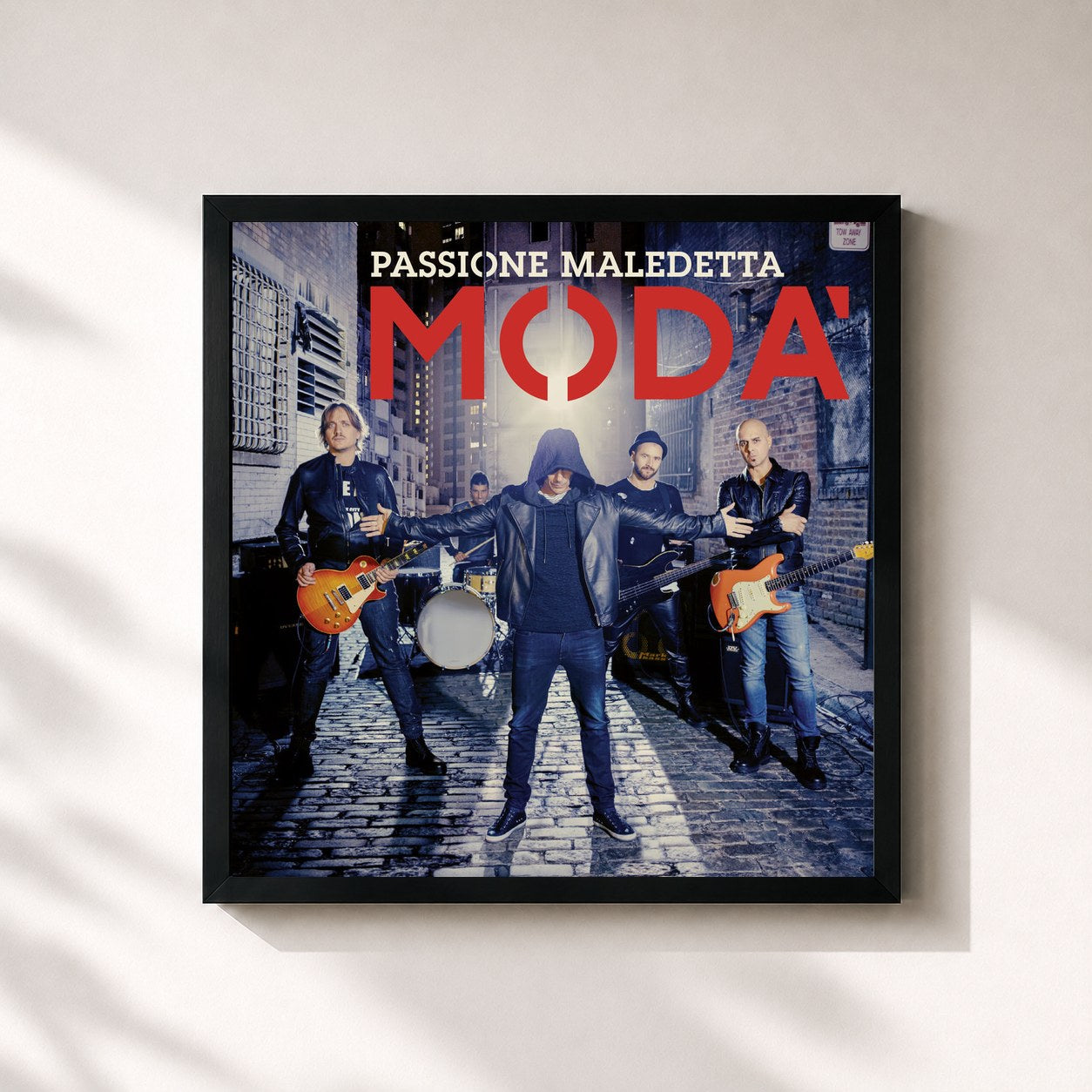 #noir Tableau carré de l'album Passione maledetta de Modà, cadre noir 32x32 cm