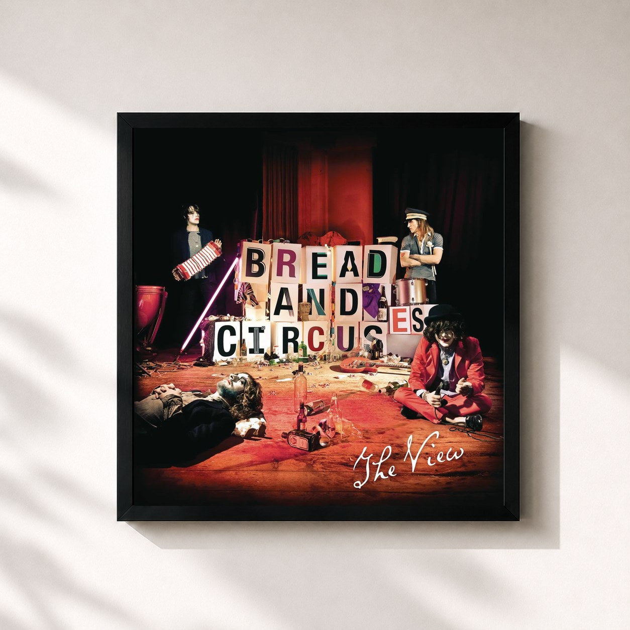 #noir Tableau carré de l'album Bread and Circuses de The View, cadre noir 32x32 cm