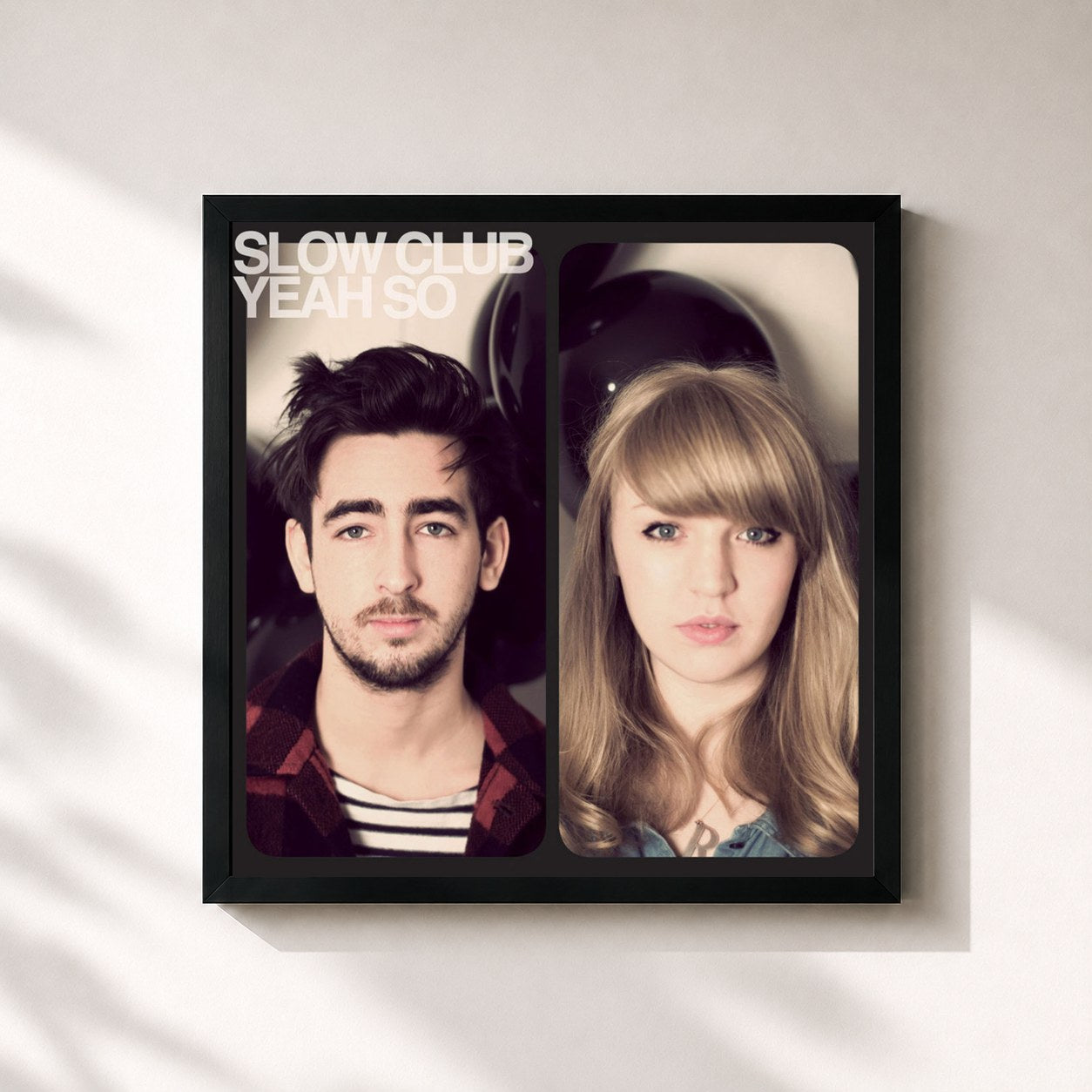 #noir Tableau carré de l'album Yeah, So? de Slow Club, cadre noir 32x32 cm