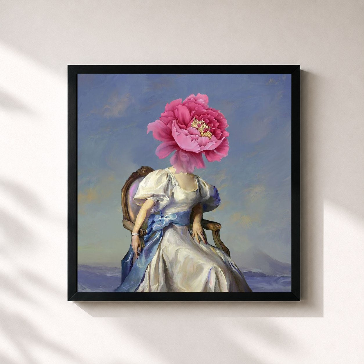 #noir Tableau carré de l'album Eva de Lasso, cadre noir 32x32 cm