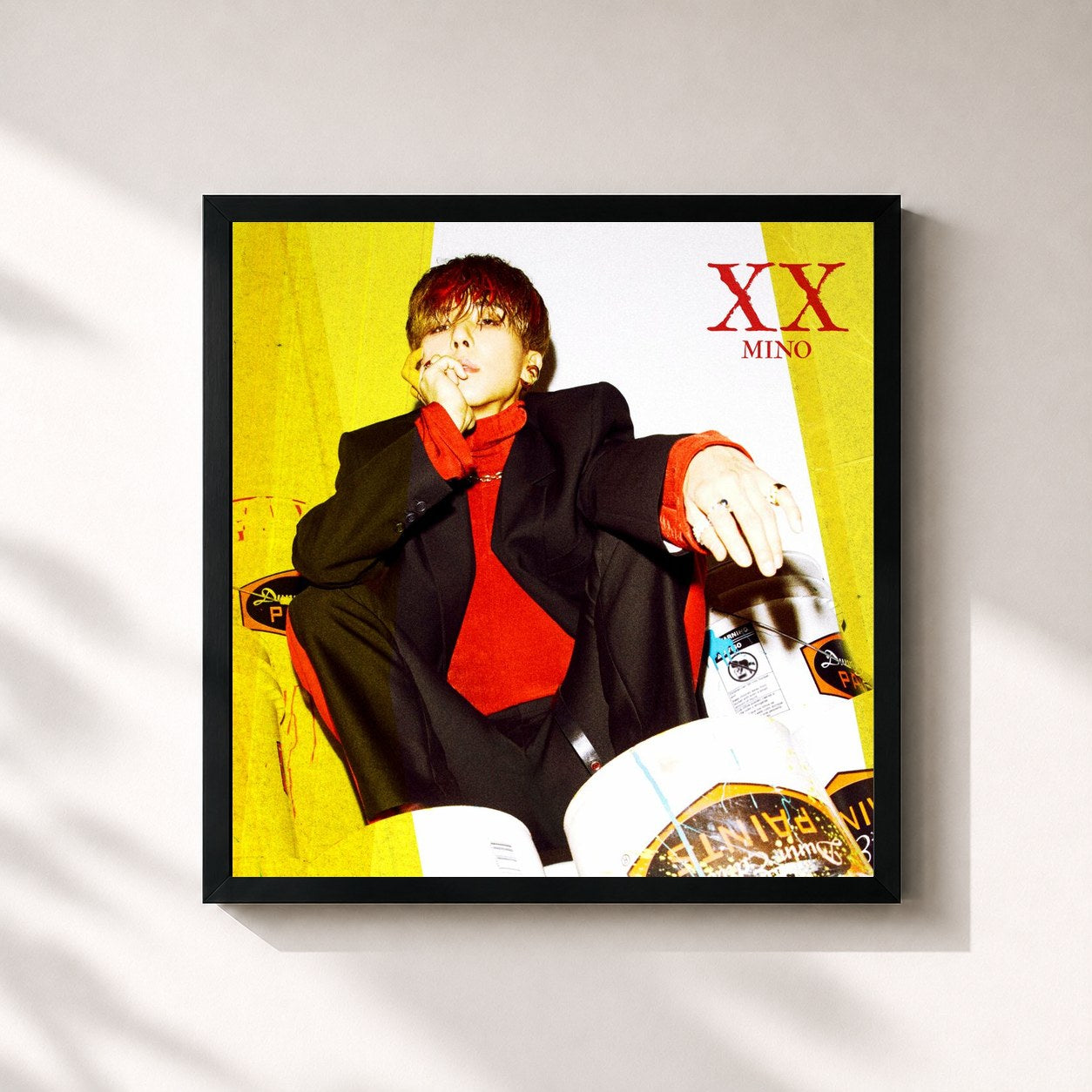 #noir Tableau carré de l'album XX de MINO, cadre noir 32x32 cm