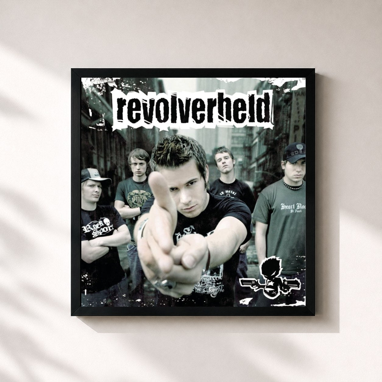 #noir Tableau carré de l'album Revolverheld de Revolverheld, cadre noir 32x32 cm