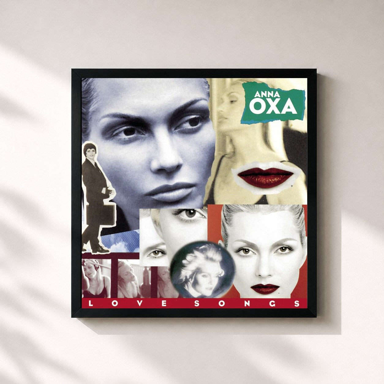 #noir Tableau carré de l'album Love Songs de Anna Oxa, cadre noir 32x32 cm