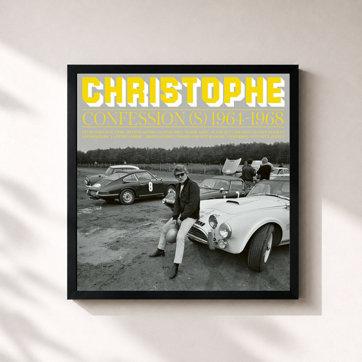 #noir Tableau carré de l'album Confession(s) 1964 - 1968 de Christophe, cadre noir 32x32 cm