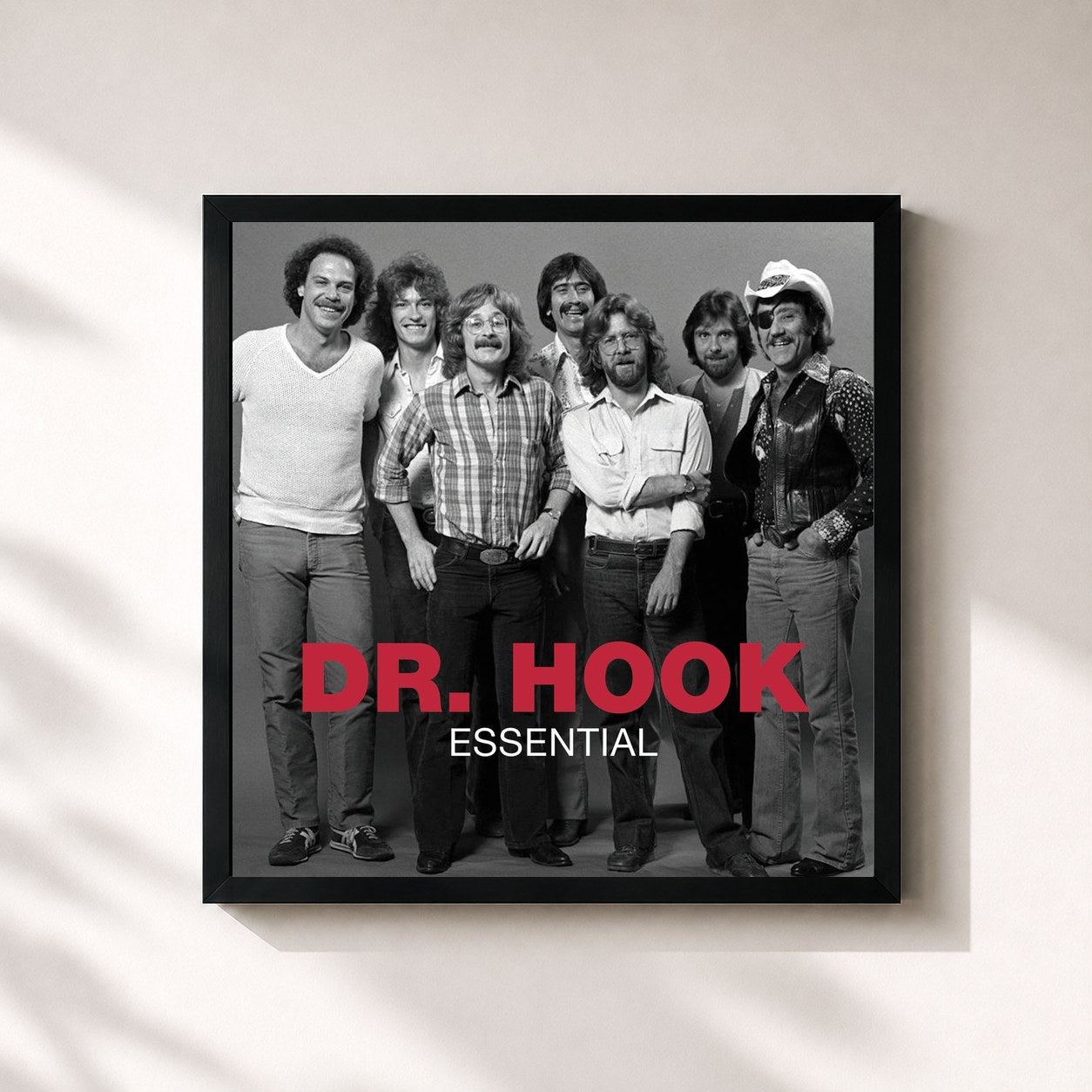 #noir Tableau carré de l'album Essential (Version 2011) de Dr. Hook, cadre noir 32x32 cm