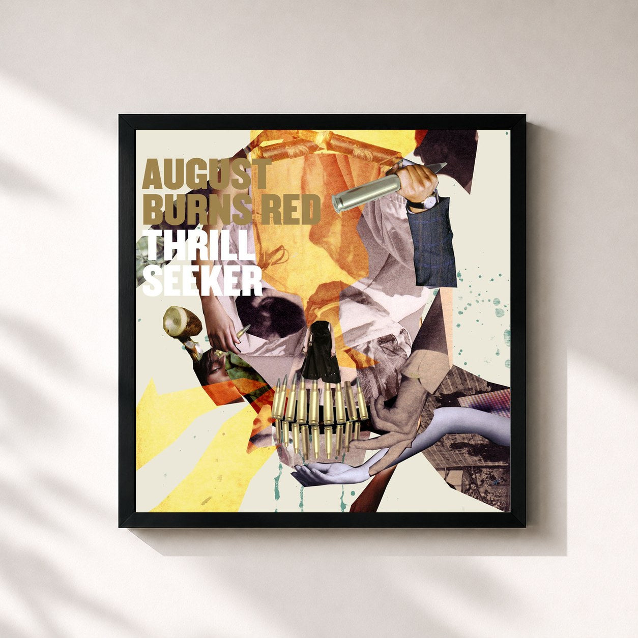 #noir Tableau carré de l'album Thrill Seeker de August Burns Red, cadre noir 32x32 cm