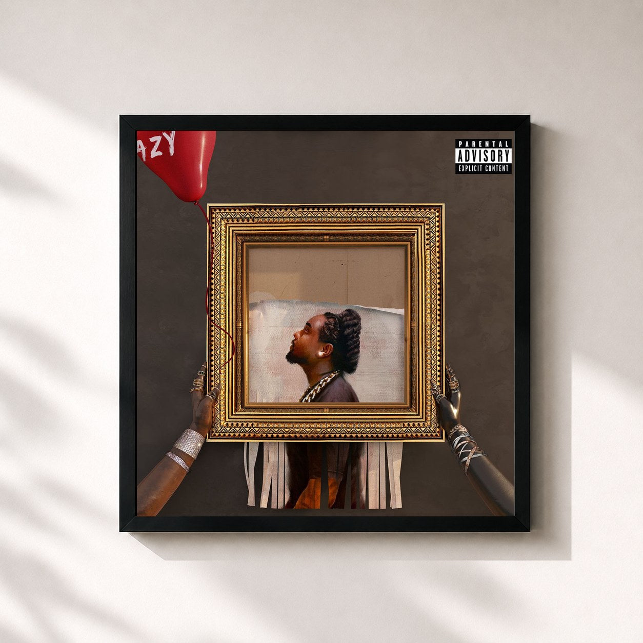 #noir Tableau carré de l'album Wow... That's Crazy de Wale, cadre noir 32x32 cm
