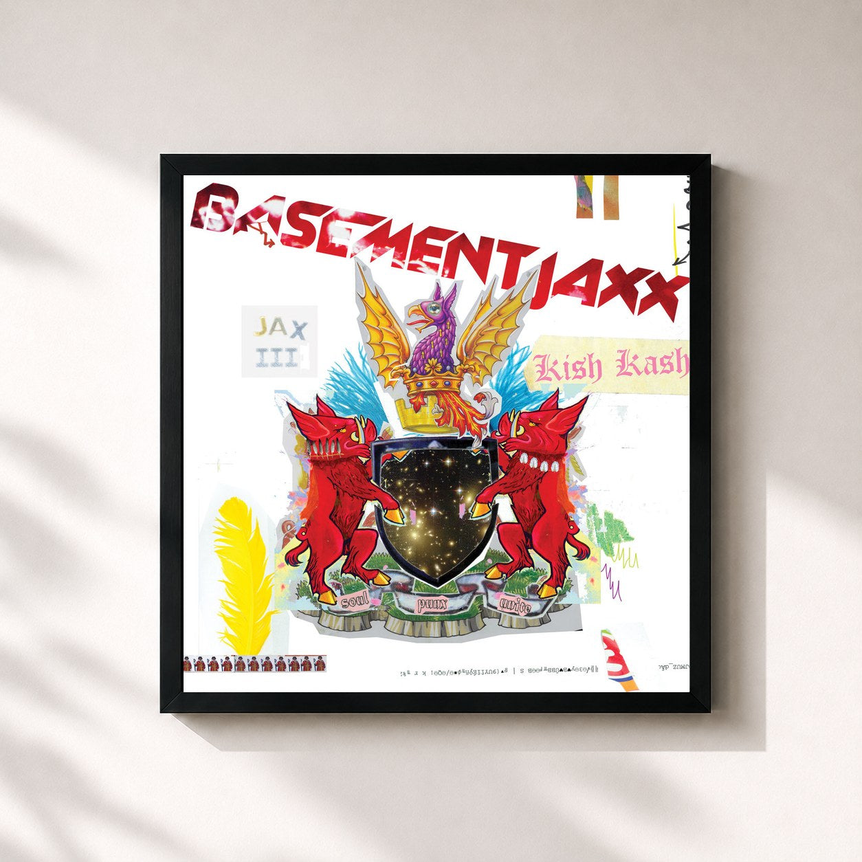 #noir Tableau carré de l'album Kish Kash de Basement Jaxx, cadre noir 32x32 cm